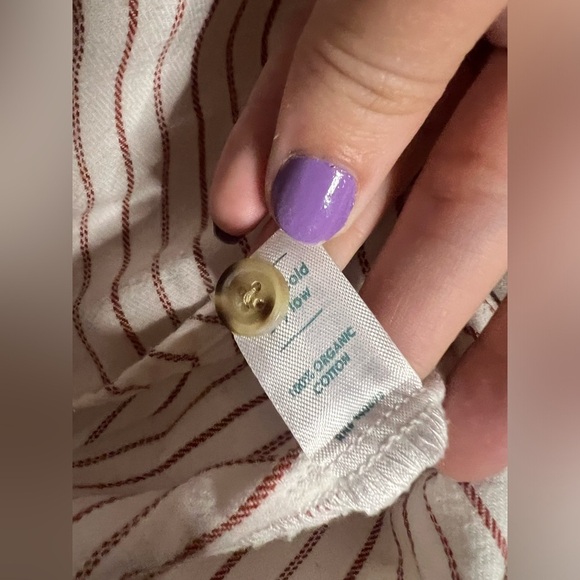 Marine Layer Cotton White and Red Striped Button Shirt - Picture 8 of 9